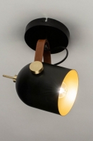 wandlamp 72978 industrieel modern eigentijds klassiek metaal zwart mat goud rond