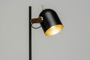 lampadaire 72980 look industriel moderne classique contemporain acier noir mat or cuivre jaune mat rond