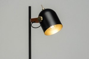 staande lamp 72980 industrieel modern eigentijds klassiek metaal zwart mat goud mat messing rond