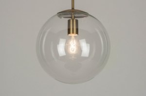 hanglamp 73000 modern retro eigentijds klassiek glas helder glas messing geschuurd brons metaal brons mat messing transparant kleurloos rond