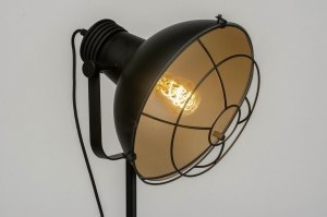 staande lamp 73008 industrieel modern stoere lampen metaal zwart mat rond