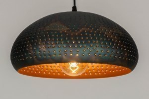 hanglamp 73061 landelijk modern eigentijds klassiek metaal zwart bruin koper meerkleurig rond