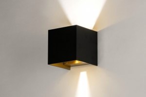 wandlamp 73090 modern aluminium metaal zwart mat goud vierkant