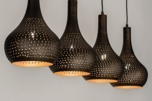 hanglamp 73105 landelijk modern metaal zwart goud bruin langwerpig