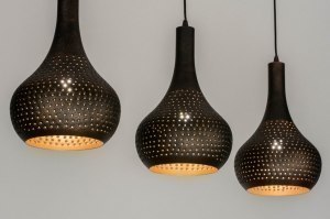 hanglamp 73106 landelijk modern metaal zwart goud bruin langwerpig