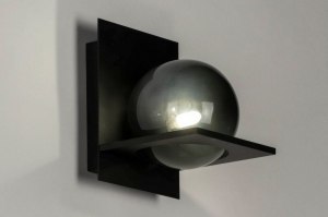 wandlamp 73111 modern retro glas metaal zwart mat grijs rechthoekig