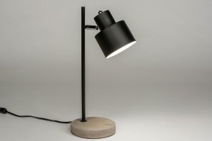 Tischleuchte 73122 modern coole Lampen grob Beton Metall schwarz matt grau rund