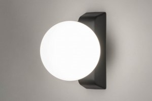 wandlamp 73140 eindereeks modern glas wit opaalglas aluminium metaal zwart wit antraciet rond