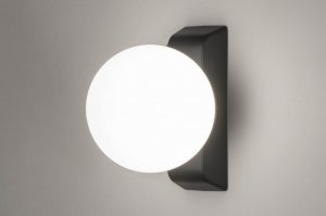 wandlamp 73140 sale modern glas wit opaalglas aluminium metaal zwart wit antraciet donkergrijs rond