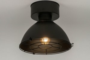 plafondlamp 73180 industrieel landelijk modern stoer raw metaal zwart mat rond