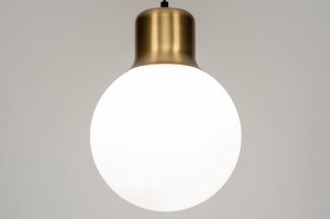 hanglamp 73218 sale landelijk modern retro eigentijds klassiek art deco glas wit opaalglas messing (kleur) geschuurd metaal wit mat goud messing (kleu