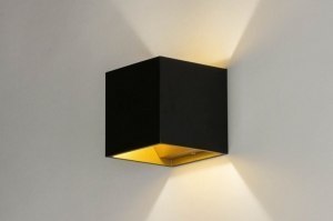 wandlamp 73240 modern eigentijds klassiek aluminium metaal zwart mat goud vierkant