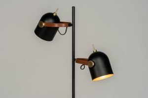 staande lamp 73244 industrieel modern eigentijds klassiek metaal zwart mat goud rond