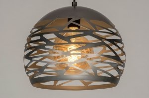 Pendelleuchte 73258 modern coole Lampen grob Metall stahlgrau rund