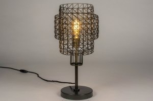 tafellamp 73280 sale industrieel modern stoer raw retro metaal zink zwart mat grijs antraciet donkergrijs gunmetal (oldmetal) messing rond langwerpig