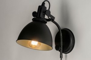 wandlamp 73288 industrieel landelijk modern metaal zwart mat rond