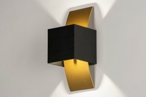 wandlamp 73342 design modern aluminium metaal zwart mat goud vierkant langwerpig