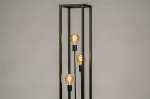 vloerlamp 73359 industrieel modern stoer raw metaal zwart mat rechthoekig