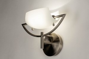 wandlamp 73361 modern eigentijds klassiek glas wit opaalglas staal rvs metaal ovaal
