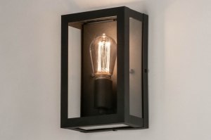 wandlamp 73362 landelijk modern klassiek eigentijds klassiek glas helder glas staal rvs metaal zwart mat transparant kleurloos rechthoekig