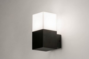 wandlamp 73371 eindereeks modern aluminium kunststof acrylaat kunststofglas metaal zwart mat wit rechthoekig
