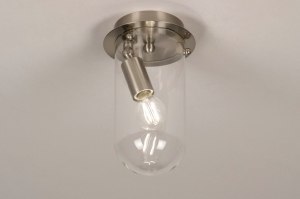 plafondlamp 73411 modern glas helder glas staal rvs metaal staalgrijs rond