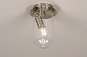 plafondlamp 73411 eindereeks modern glas helder glas staal rvs metaal staalgrijs rond