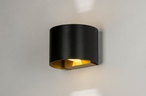 Wandleuchte 73445 modern Aluminium Metall schwarz matt Gold rund