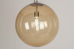 hanglamp 73467 sale modern retro glas staal rvs metaal geel staalgrijs rond