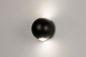 wandlamp 73489 modern aluminium metaal zwart mat rond