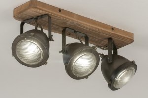 Spot 73497 Sale Industrielook laendlich modern coole Lampen grob Holz Metall Gun Metall schwarz braun Antikmetalldesign rund viereckig laenglich