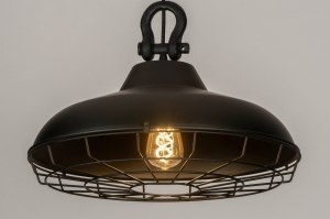 hanglamp 73538 industrieel modern stoere lampen metaal zwart mat rond