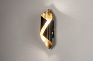 wandlamp 73541 modern metaal zwart goud langwerpig