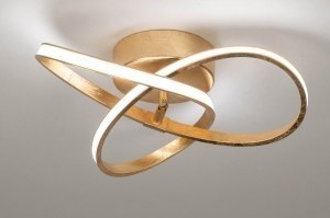 plafondlamp 73560 modern eigentijds klassiek messing metaal goud mat messing rond