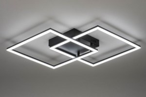 plafondlamp 73569 modern metaal zwart mat vierkant