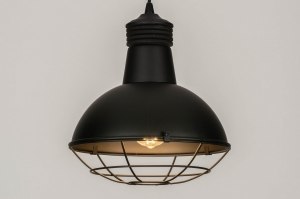 Pendelleuchte 73592 Industrielook modern coole Lampen grob Metall schwarz matt rund