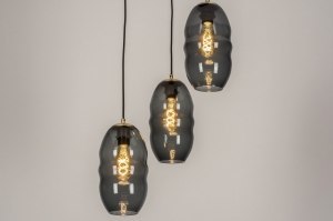 hanglamp 73641 sale modern retro eigentijds klassiek art deco glas messing (kleur) geschuurd zwart mat goud messing (kleur) rond