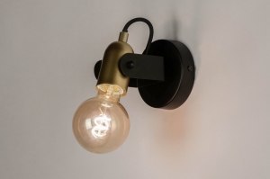 wandlamp 73647 modern eigentijds klassiek art deco messing geschuurd metaal zwart mat goud mat messing rond