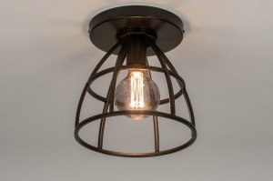 plafonnier 73656 look industriel rural rustique moderne lampes costauds acier oldmetal noir brun rond