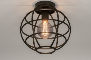 plafondlamp 73658 industrieel modern metaal zwart mat rond