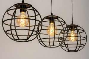 Pendelleuchte 73659 Industrielook modern coole Lampen grob Metall schwarz matt rund laenglich