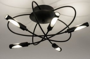 plafondlamp 73665 modern eigentijds klassiek metaal zwart mat rond