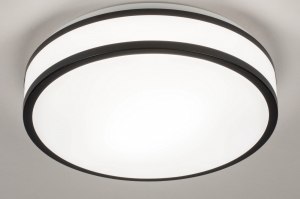 plafondlamp 73674 modern kunststof zwart mat wit rond