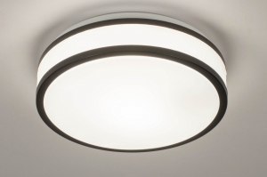 plafondlamp 73675 modern kunststof zwart mat wit rond