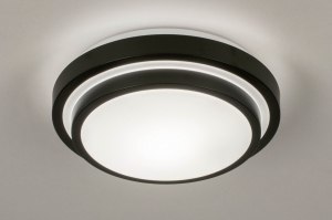 plafondlamp 73676 modern kunststof metaal zwart mat wit rond