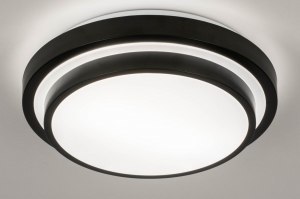 plafondlamp 73677 modern aluminium kunststof zwart mat wit rond