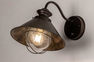 wandlamp 73679 landelijk modern glas helder glas metaal roest bruin brons bruin rond