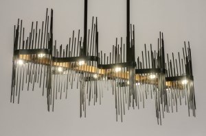 hanglamp 73696 design modern eigentijds klassiek metaal zwart mat goud langwerpig