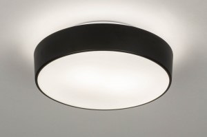 plafondlamp 73710 modern glas wit opaalglas metaal zwart mat wit mat rond