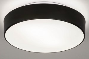 plafondlamp 73711 modern glas wit opaalglas metaal zwart mat wit mat rond